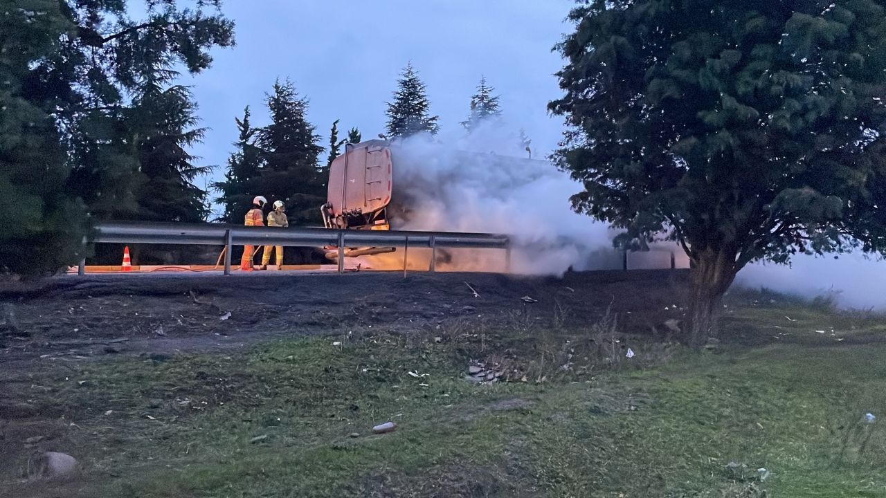 Peynir Suyu Yüklü Tankerde Korkutan Yangın