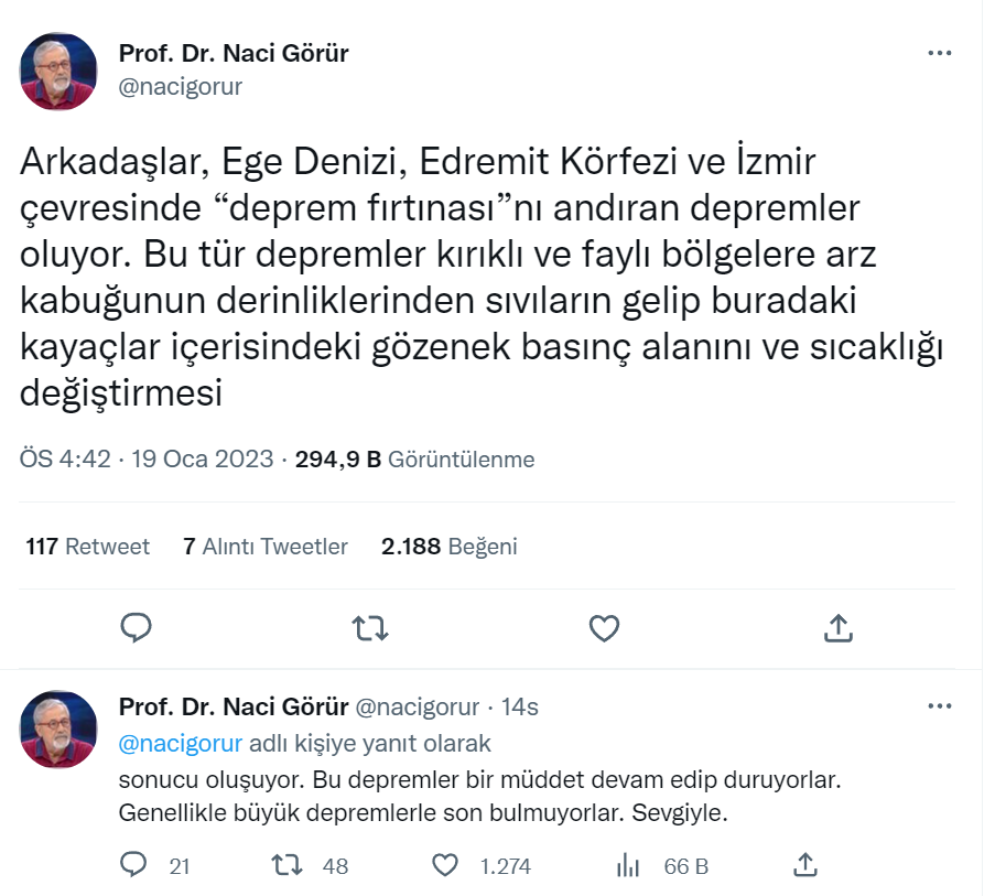 Ege Denizi'ndeki Depremler Haberci Mi? Prof. Dr. Görür'den Açıklama