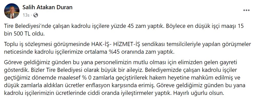 En Düşük Maaş 15.500 TL Oldu! İşçileri Sevindirecek Müjde Belediye Başkanından Geldi