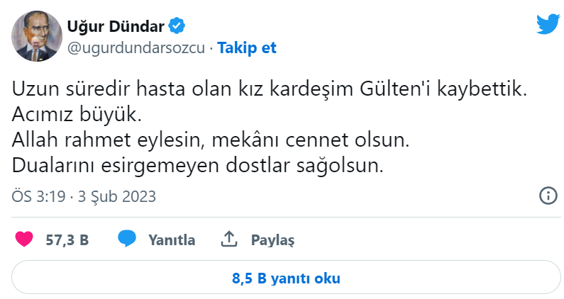 Uğur Dündar'ı Kahreden Haber! Acısını Paylaştı