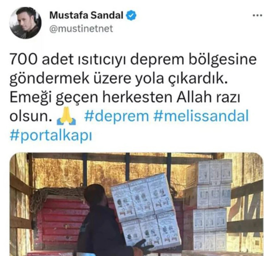 Mustafa Sandal'dan Deprem Bölgesine 700 Isıtıcı Yardımı