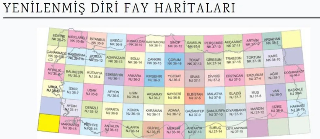 Yenilenmiş Diri Fay Haritası Yayınlandı! 45 İl ve 110 İlçe Fay Hattı Üzerinde Bulunuyor