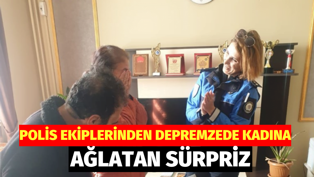 Kırklareli'ndeki Depremzedeye Polislerden Doğum Günü Sürprizi