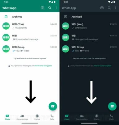 WhatsApp, Android İçin Alt Gezinme Çubuğu Alıyor