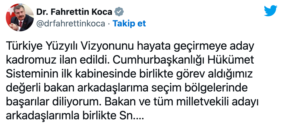 "Affını" İsteyen Fahrettin Koca Başarılar Diledi