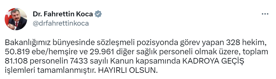 Sağlık Çalışanlarına Kadro Müjdesi! Sağlık Bakanı Fahrettin Koca Resmen Açıkladı