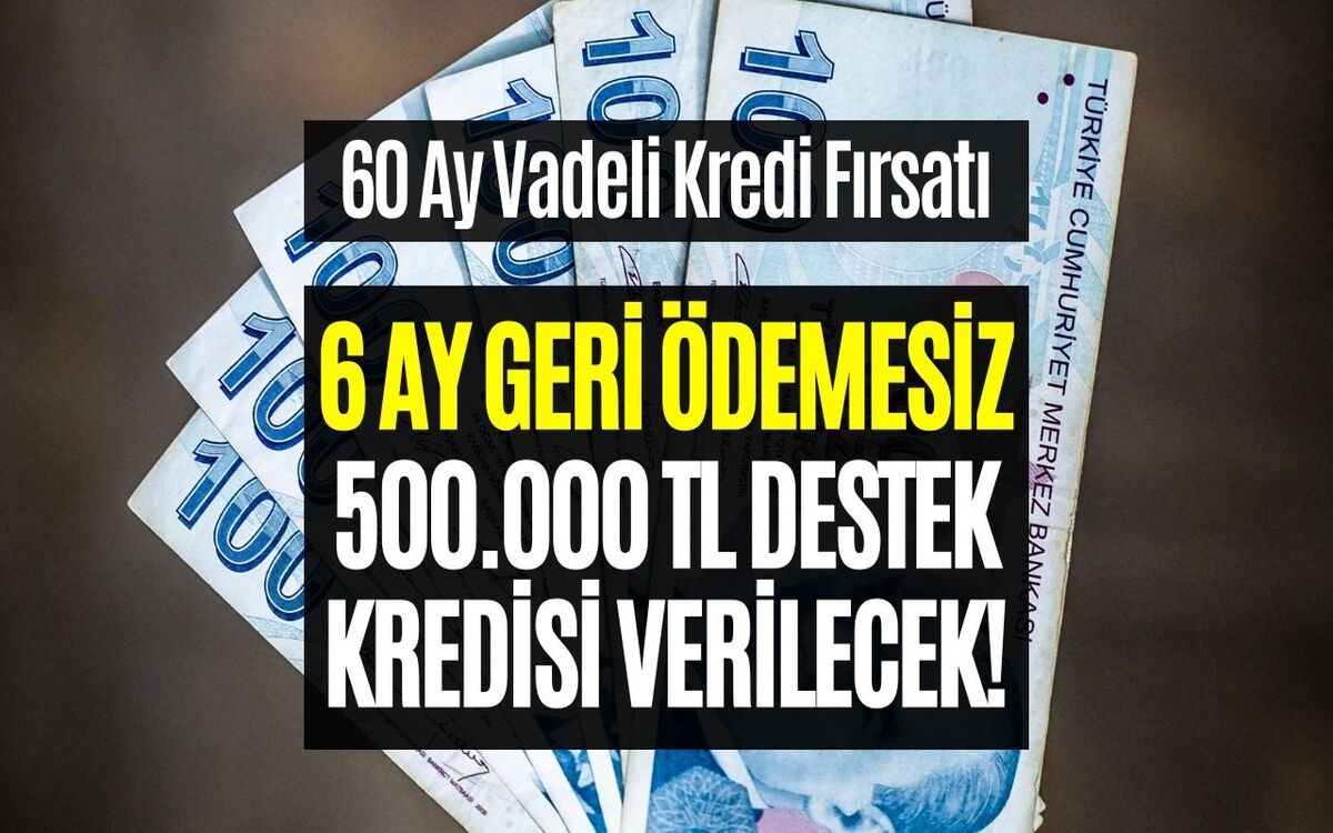 500 Bin TL Kredi 60 Ay Vadeyle Sunulacak! Destek Kredisi 6 Ay Geri Ödemesiz Verilecek!