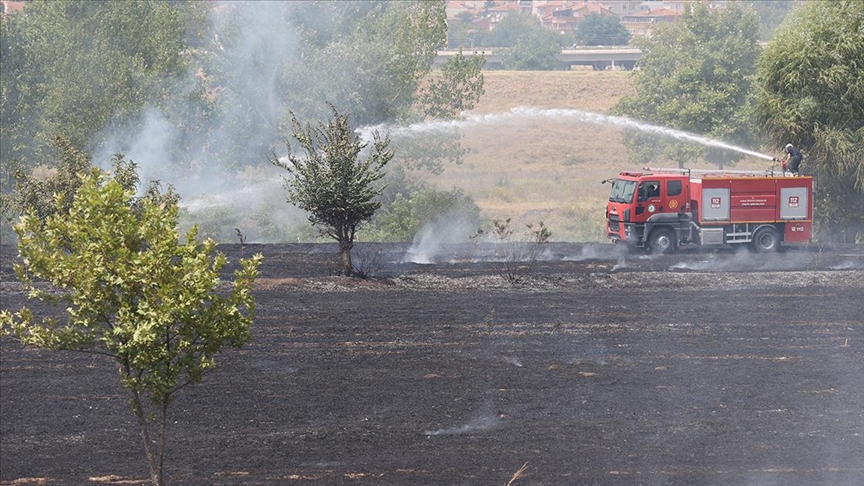 Edirne'deki Otluk Alanda Yangın Çıktı