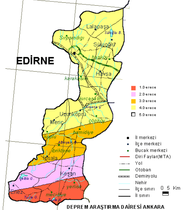 Edirne Deprem Bölgesi mi? Edirne Deprem Haritası