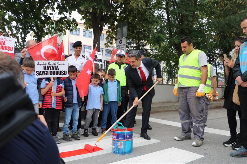 Kırklareli'ndeki Yaya Geçitleri Boyandı