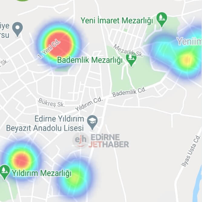 Edirne koronavirüs yoğunluk haritası (30 Ekim)