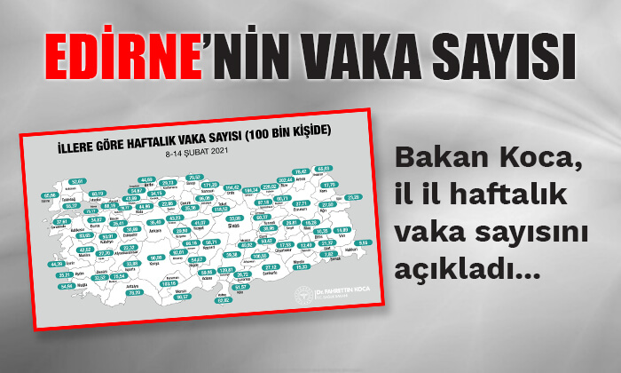 Edirne'nin vaka sayısı açıklandı