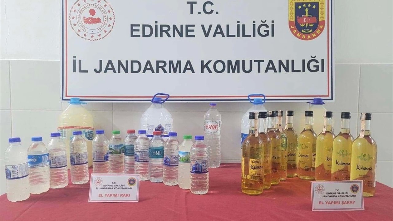 Edirne'de Evinde Sahte Ve Kaçak İçki Ele Geçirilen Şüpheli Gözaltına Alındı