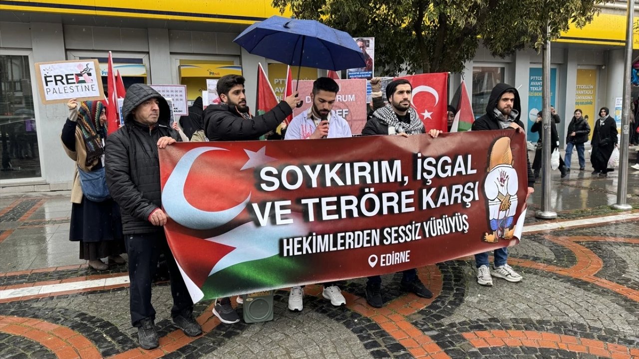 Edirne'de İsrail'in Gazze'ye Yönelik Saldırıları Protesto Edildi