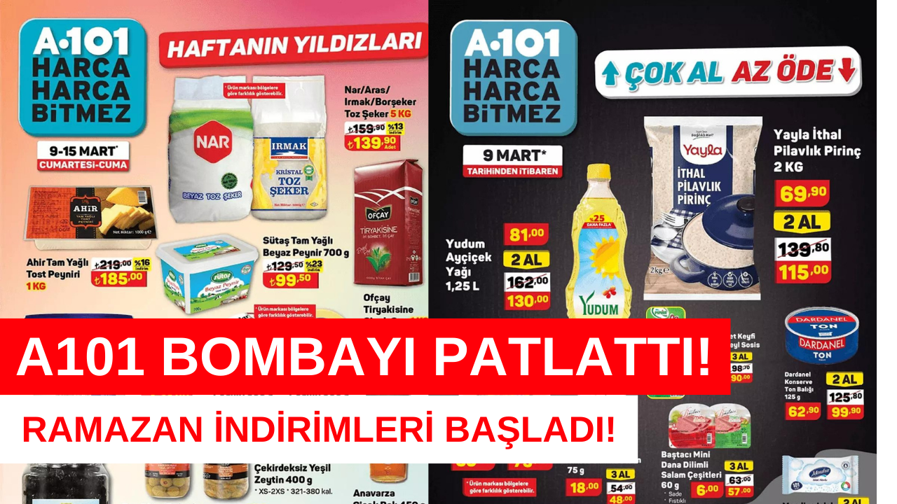 A101’e Ramazan indirimi geldi! Ayçiçek yağı, toz şeker, deterjan, çay ve un fiyatları dibi vurdu!