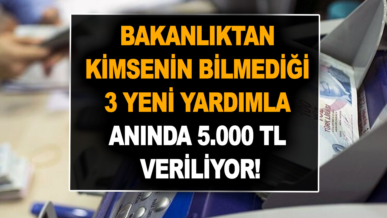 Bakanlıktan kimsenin bilmediği 3 yeni yardımla anında 5.000 TL veriliyor!