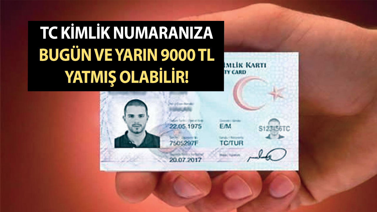 TC kimlik numaranıza bugün ve yarın 9000 TL yatmış olabilir!