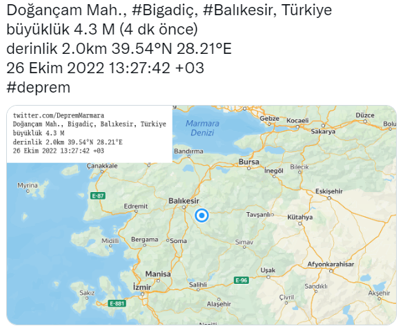 Son Dakika Balıkesir'de deprem! Bursa ve İzmir'de sallandı Son depremler