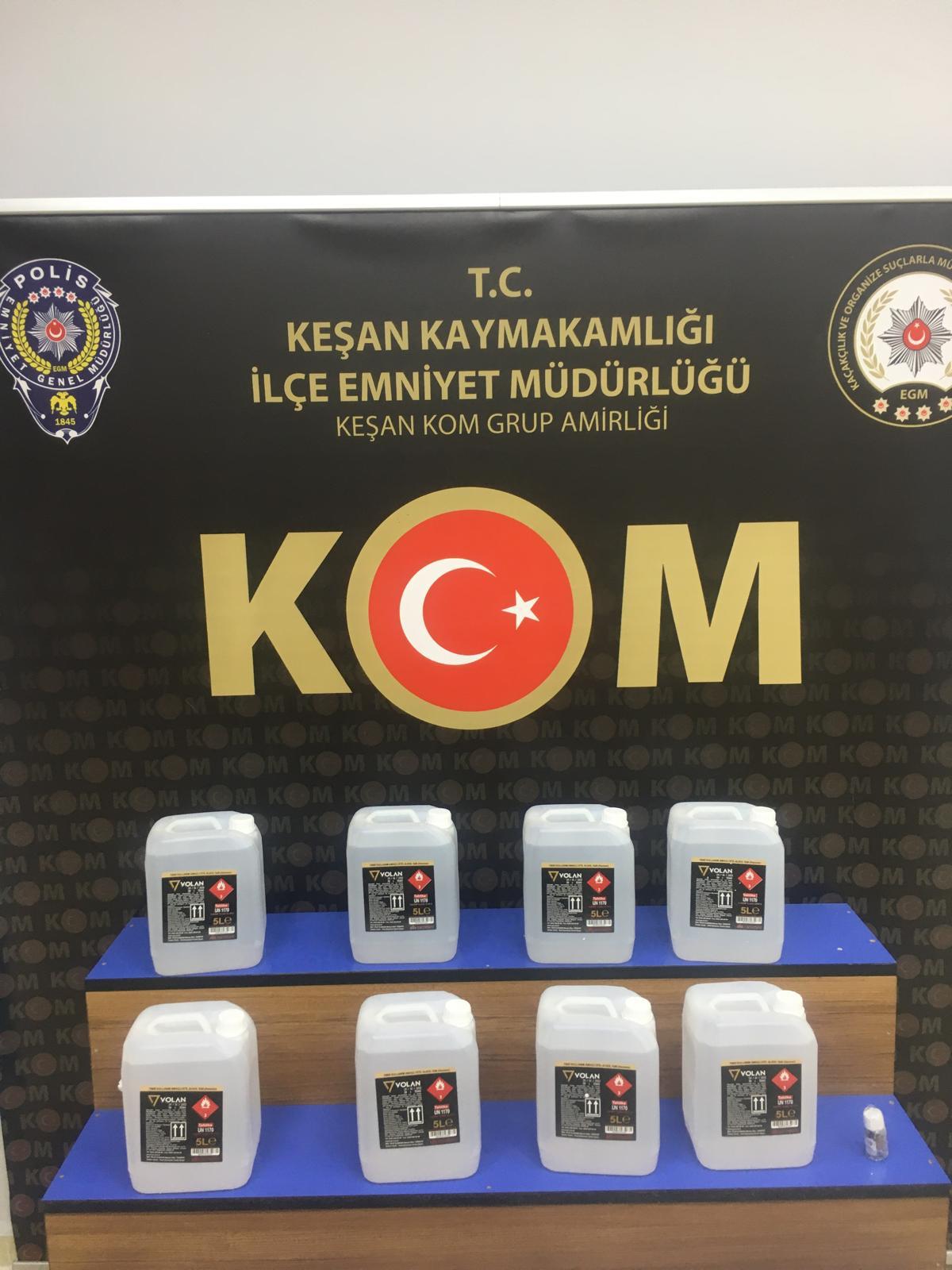 Keşan'da 40 Litre Alkol Ele Geçirildi