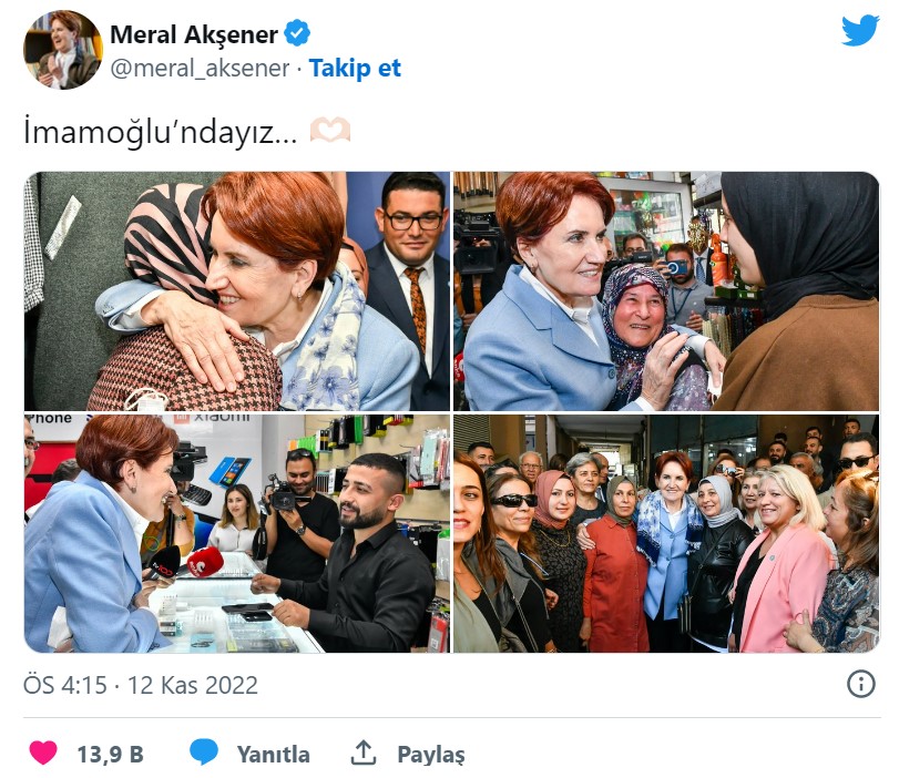 Akşener, İmamoğlu'ndayız Paylaşımı İle Sosyal Medyayı Salladı!