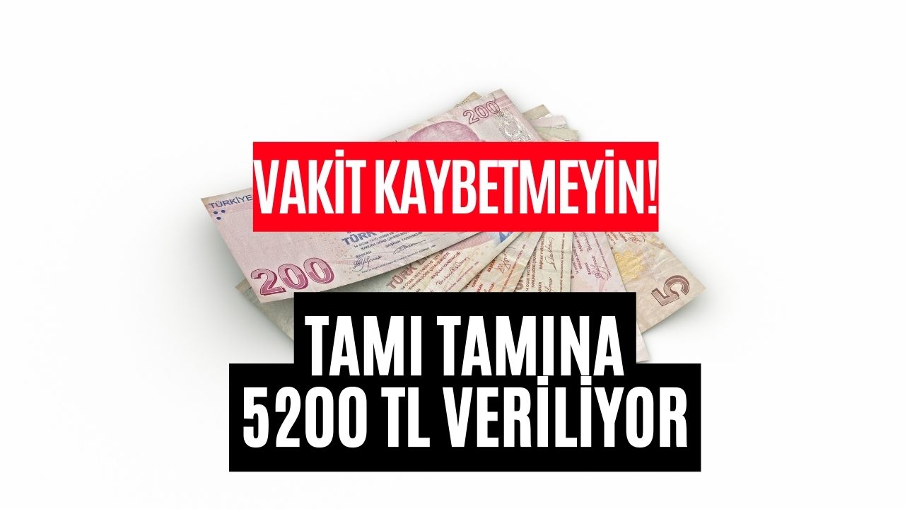 Vakit Kaybetmeyin! Başvuru Yapana Tamı Tamına 5200 TL Veriliyor