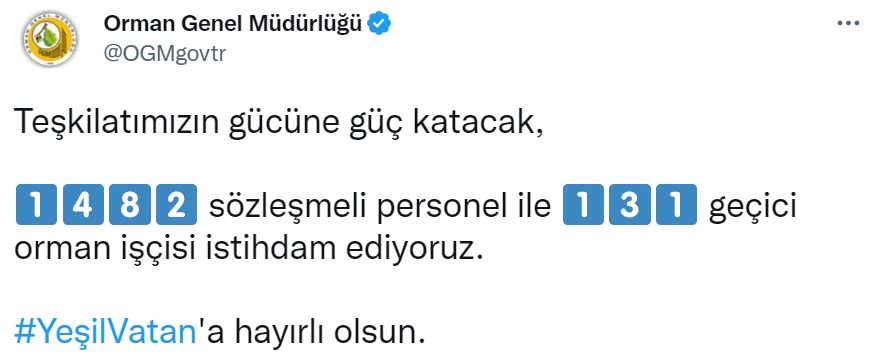 Orman Genel Müdürlüğü Personel Alımı Yapacağını Açıkladı! Kadro Dağılımı Belli Oldu