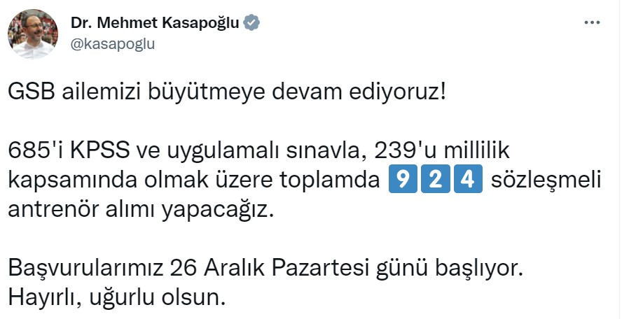 Gençlik ve Spor Bakanlığı Personel Alımı Yapacak! GSB Antrenör Alımı Detayları Belli Oldu