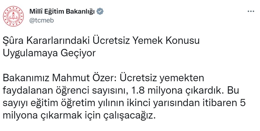 Okullarda Ücretsiz Yemek Verilecek! Milli Eğitim Bakanlığı Detayları Açıkladı