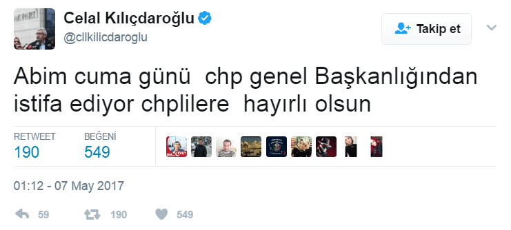 "Kemal Kılıçdaroğlu İstifa Ediyor"